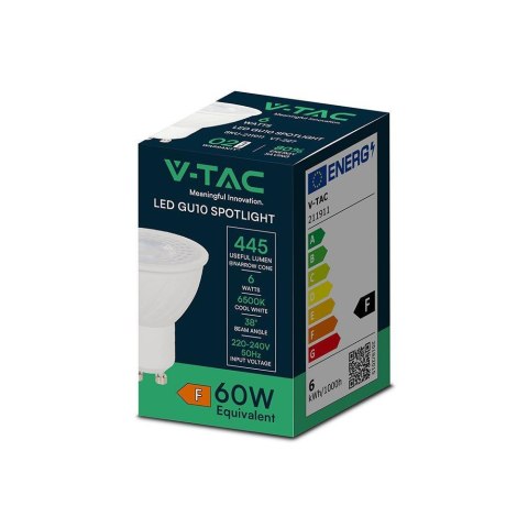 Żarówka LED V-TAC SAMSUNG CHIP 6W GU10 38st VT-227 6500K 445lm Żarówka LED V-TAC SAMSUNG CHIP 6W GU10 38st VT-227 6500K 445lm