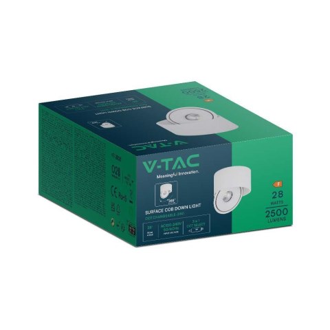 Oprawa Natynkowa Downlight V-TAC 28W Uchylna CRI90 CCT Biała VT-2833 3000K-4000K-6400K 2500lm Oprawa Natynkowa Downlight V-TAC 28W Uchylna CRI90 CCT Biała VT-2833 3000K-4000K-6400K 2500lm