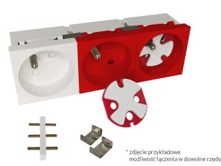 Łącznik (szybkozłączka) do budowy 2-krotnych, 3-krotnych, wielokrotnych gniazd elektrycznych modułowych (PZ016 i PZ017) ALANTEC