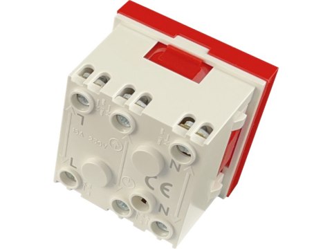 Modułowe gniazdo elektryczne 2P+Z, 45x45, DATA z kluczem, czerwone - przystosowane do budowy gniazd modułowych wielokrotnych. AL