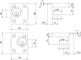 ZAMEK MEBLOWY ZMB-2 NIKLOWANY LEWY LOB
