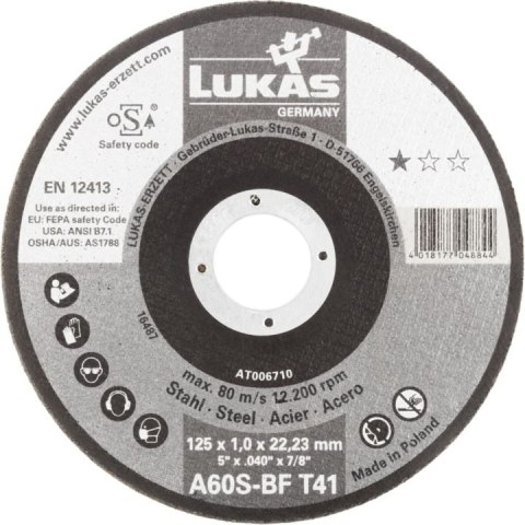 TARCZA PŁASKA T1A 125*1.0*22 A60S-BF PREMIUMFLEX ROTTLUFF TARCZA PŁASKA T1A 125*1.0*22 A60S-BF PREMIUMFLEX ROTTLUFF